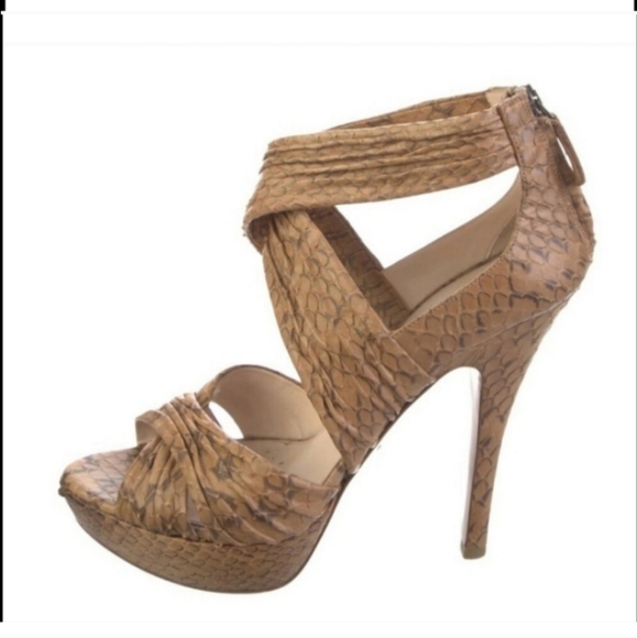 PRADA Brown Snakeskin Heels - Picture 1 of 5